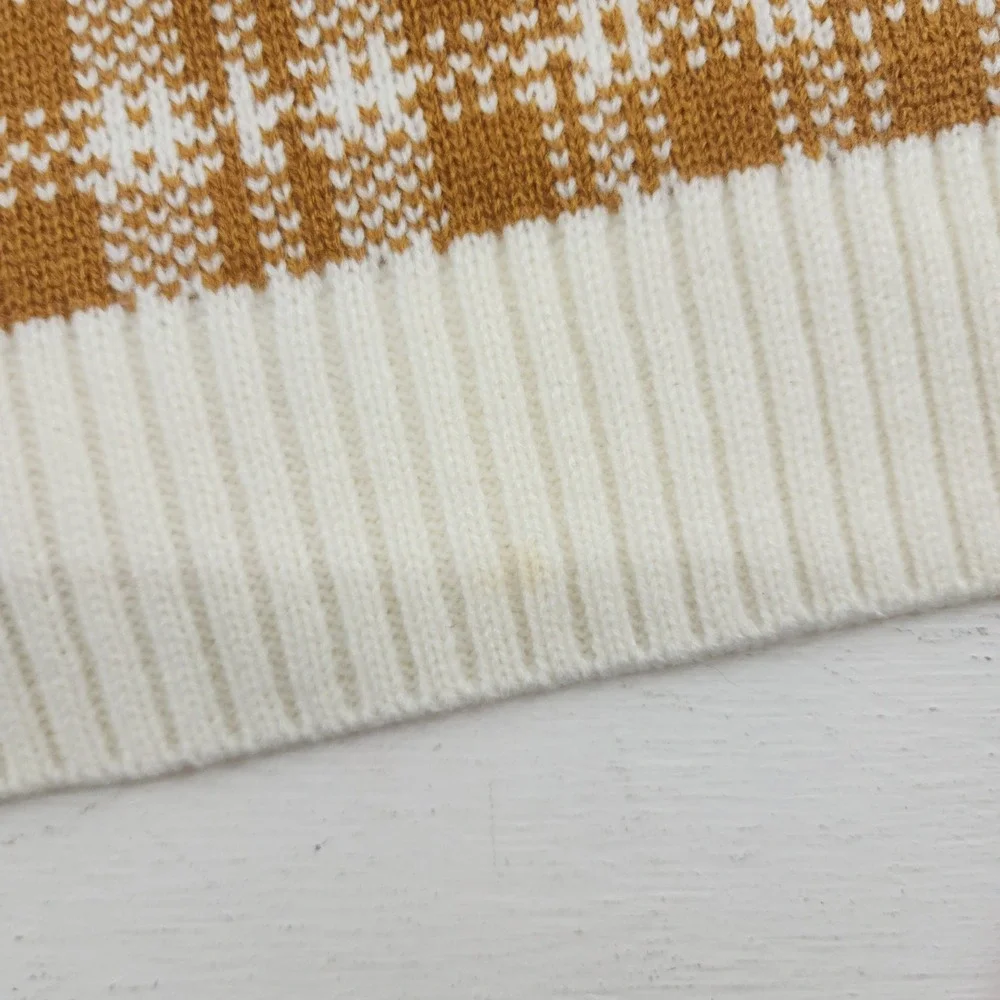 Timberland OS Wheat‎ White Plaid Knit Winter Scarf Outdoor Gorpcore Unisex